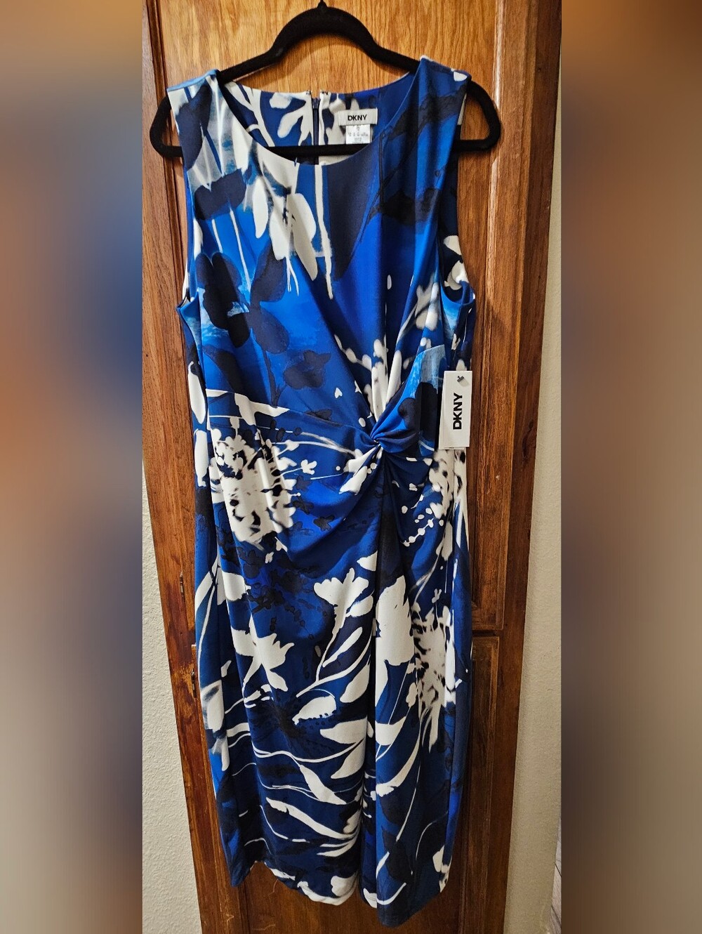 DKNY Blue Floral Twist-Front Women's Dress